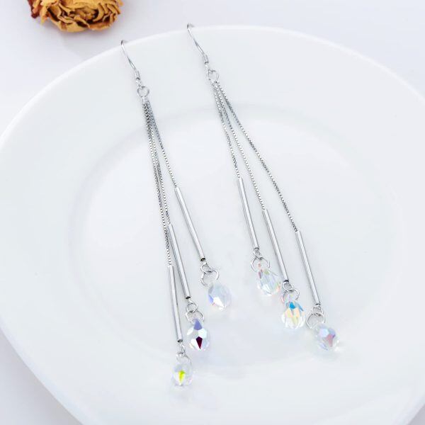 Sterling Silver Teardrop Drop Dangle Earrings-2