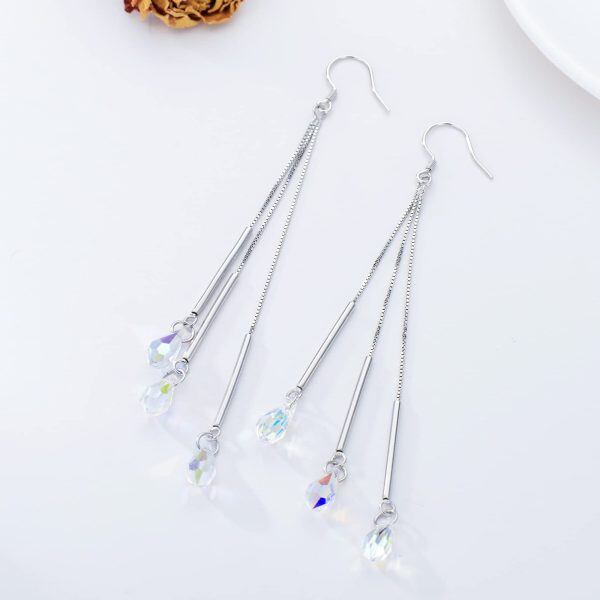 Sterling Silver Teardrop Drop Dangle Earrings-3