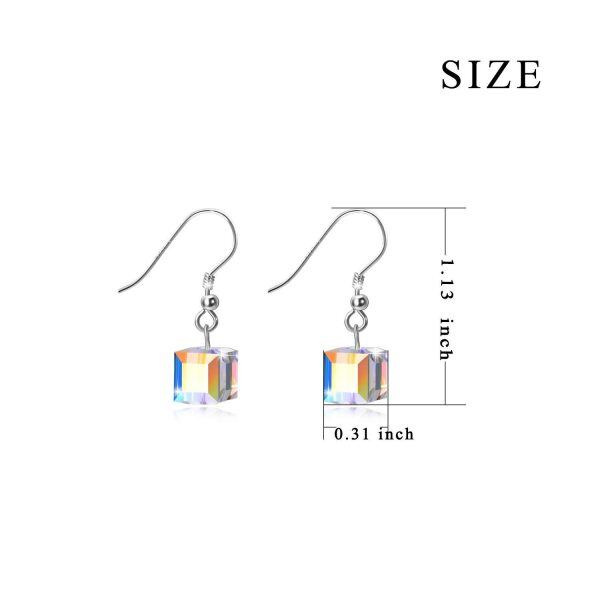 Sterling Silver Cube Crystal Earrings-2