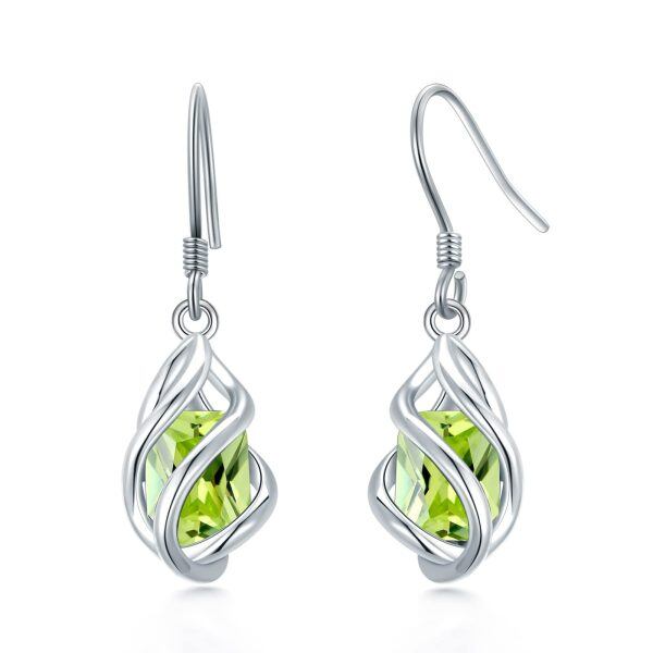 Sterling Silver Birthstone Dangle Drop Earrings -0