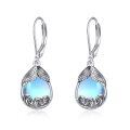 wholesale 925 Sterling Silver Blue Moonstone Mermaid Tail Wave Drop Earrings-0-0