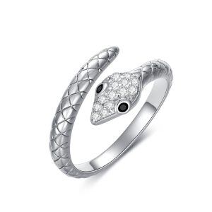 Sterling Silver Snake Love Knot Ring-0