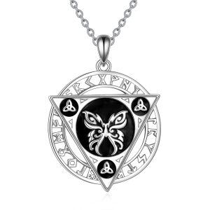 Sterling Silver Good Luck Celtic Knot Viking Pendant Necklace-0