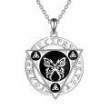 wholesale 925 Sterling Silver Butterfly Triquetra Norse Runes Pendant Necklace-0-0