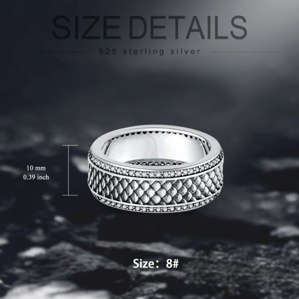 Sterling Silver Dragon Scales Band Ring -4