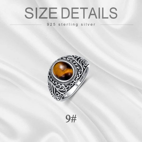 Sterling Silver Tiger Eye Stone Ring -4