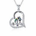 wholesale 925 Sterling Silver Owl Pendant Necklace with Colorful Stones and NEVER GIVE UP Inscription - For Women-0-0