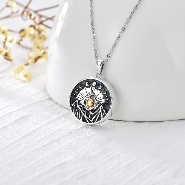 Sterling Silver Sun Moon And Mountain Necklace-1