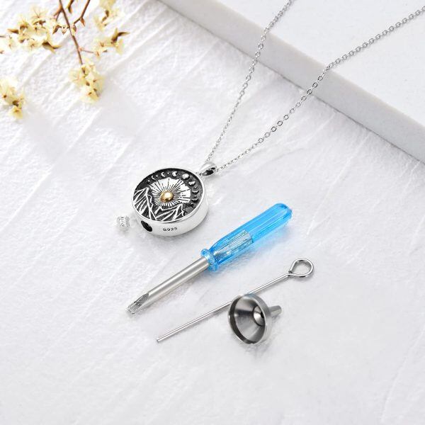 Sterling Silver Sun Moon And Mountain Necklace-2