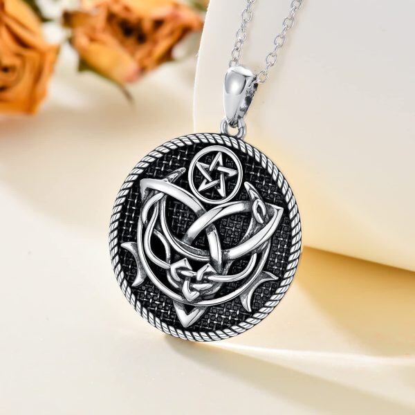 Sterling Silver Celtic Moon Necklace-1