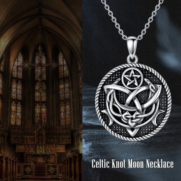 Sterling Silver Celtic Moon Necklace-4