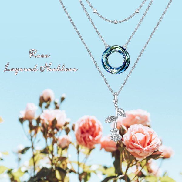 Sterling Silver Rose Necklace-3