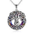 wholesale 925 Sterling Silver Rainbow Crystal Tree of Life Pendant Necklace for Ashes-0-0