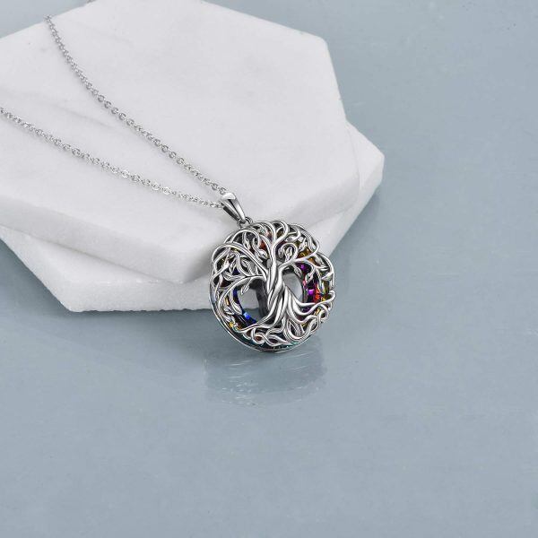 Sterling Silver Tree Of Life Urn Necklace-1