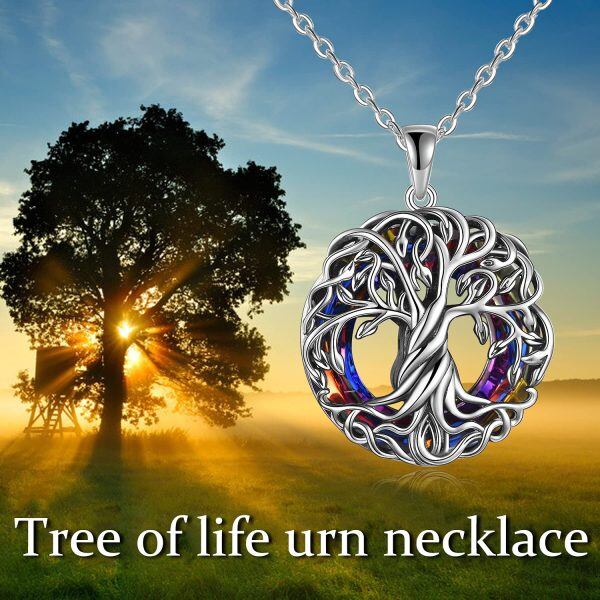 Sterling Silver Tree Of Life Urn Necklace-3