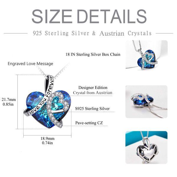 Sterling Silver Heart Crystal Necklace-4