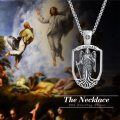 wholesale 925 Sterling Silver Angel Wing St Raphael Pendant Necklace for Men-0-4