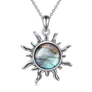 Sterling Silver The Sun Pendant Necklace-0