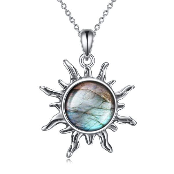 Sterling Silver The Sun Pendant Necklace-0