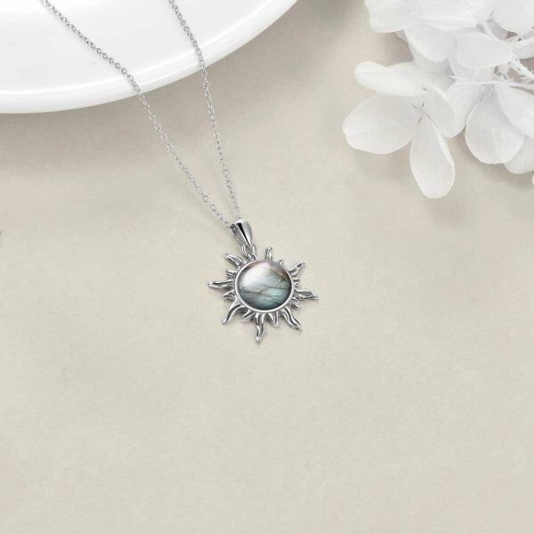 Sterling Silver The Sun Pendant Necklace-4