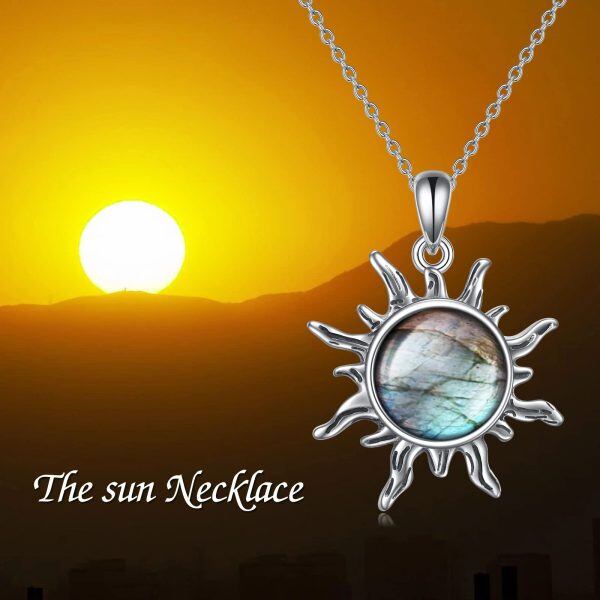 Sterling Silver The Sun Pendant Necklace-5