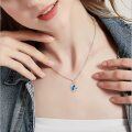 wholesale 925 Sterling Silver Blue Butterfly Crystal Necklace for Women-0-1