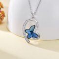 wholesale 925 Sterling Silver Blue Butterfly Crystal Necklace for Women-0-2