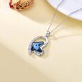 wholesale 925 Sterling Silver Blue Butterfly Crystal Necklace for Women-0-3
