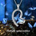 wholesale 925 Sterling Silver Blue Butterfly Crystal Necklace for Women-0-5
