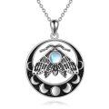 wholesale 925 Sterling Silver Gothic Moth & Moon Pendant Necklace for Women-0-0