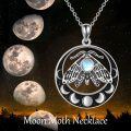 wholesale 925 Sterling Silver Gothic Moth & Moon Pendant Necklace for Women-0-5