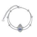 wholesale 925 Sterling Silver Evil Eye Hamsa Charm Bracelet with Blue Stones for Women-0-0