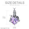 wholesale 925 Sterling Silver Heart-Shaped Purple Crystal Hummingbird Keepsake Pendant Necklace-0-4