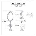 wholesale 925 Sterling Silver 925 Moon & Star Hoop Dangle Studs Jewelry Set for Women-0-3