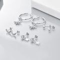 wholesale 925 Sterling Silver 925 Moon & Star Hoop Dangle Studs Jewelry Set for Women-0-4