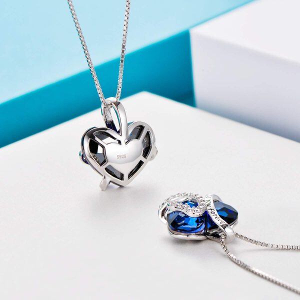 Sterling Silver Heart Crystal Necklace and Earrings Set-4