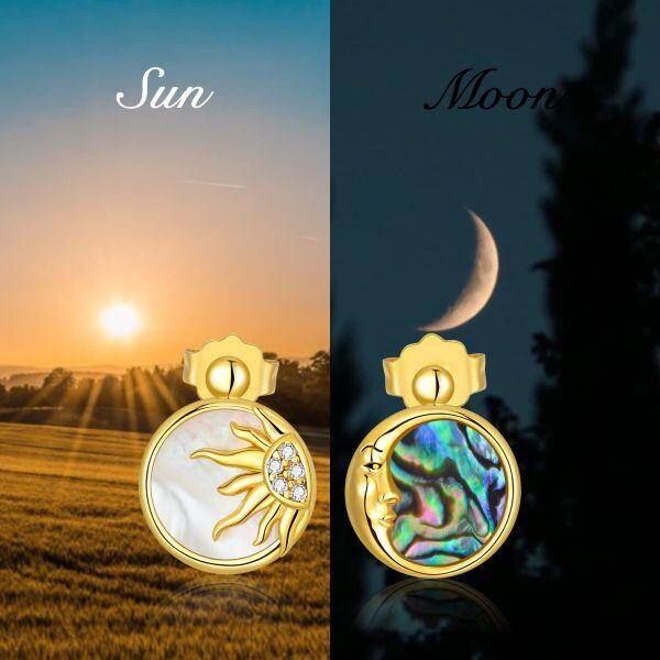 Sterling Silver Sun and Moon Earrings-4