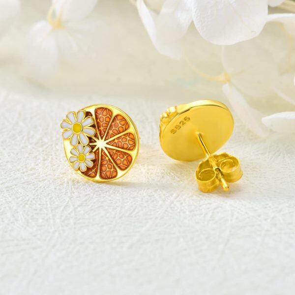 Sterling Silver Lemon Stud Earrings -2