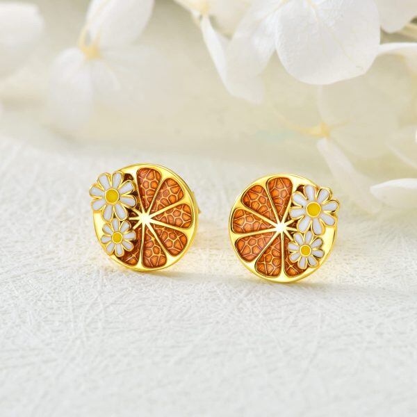 Sterling Silver Lemon Stud Earrings -3