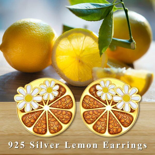 Sterling Silver Lemon Stud Earrings -4