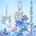wholesale 925 Sterling Silver Butterfly Moonstone Leverback Dangle Earrings for Women-0-5