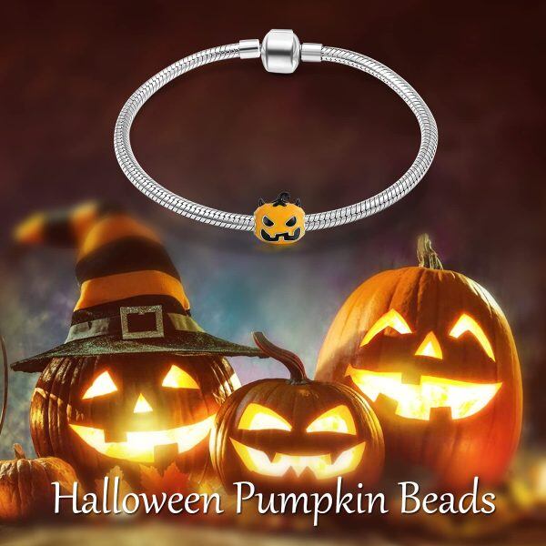 Sterling Silver Halloween Pumpkin Beads Charms-3