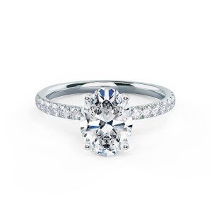 Sterling Silver Moissanite Oval Ring -0