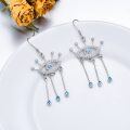 wholesale 925 Sterling Silver Blue Crystal Evil Eye Drop Earring Set for Women-0-2