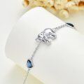 wholesale 925 Sterling Silver Elephant Charm Heart Blue Crystal Bracelet for Women-0-1