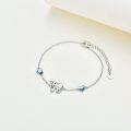 wholesale 925 Sterling Silver Elephant Charm Heart Blue Crystal Bracelet for Women-0-2