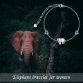 wholesale 925 Sterling Silver Elephant Charm Heart Blue Crystal Bracelet for Women-0-3