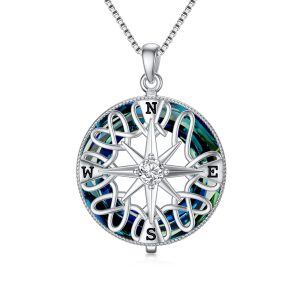 Sterling Silver Compass Necklace-0