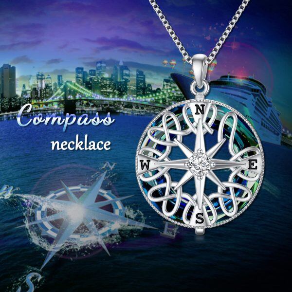 Sterling Silver Compass Necklace-3