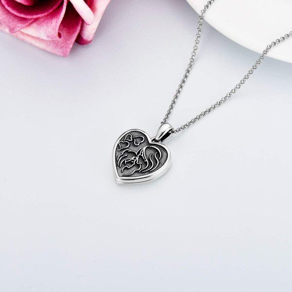 Sterling Silver Heart Mother Child Necklace-3